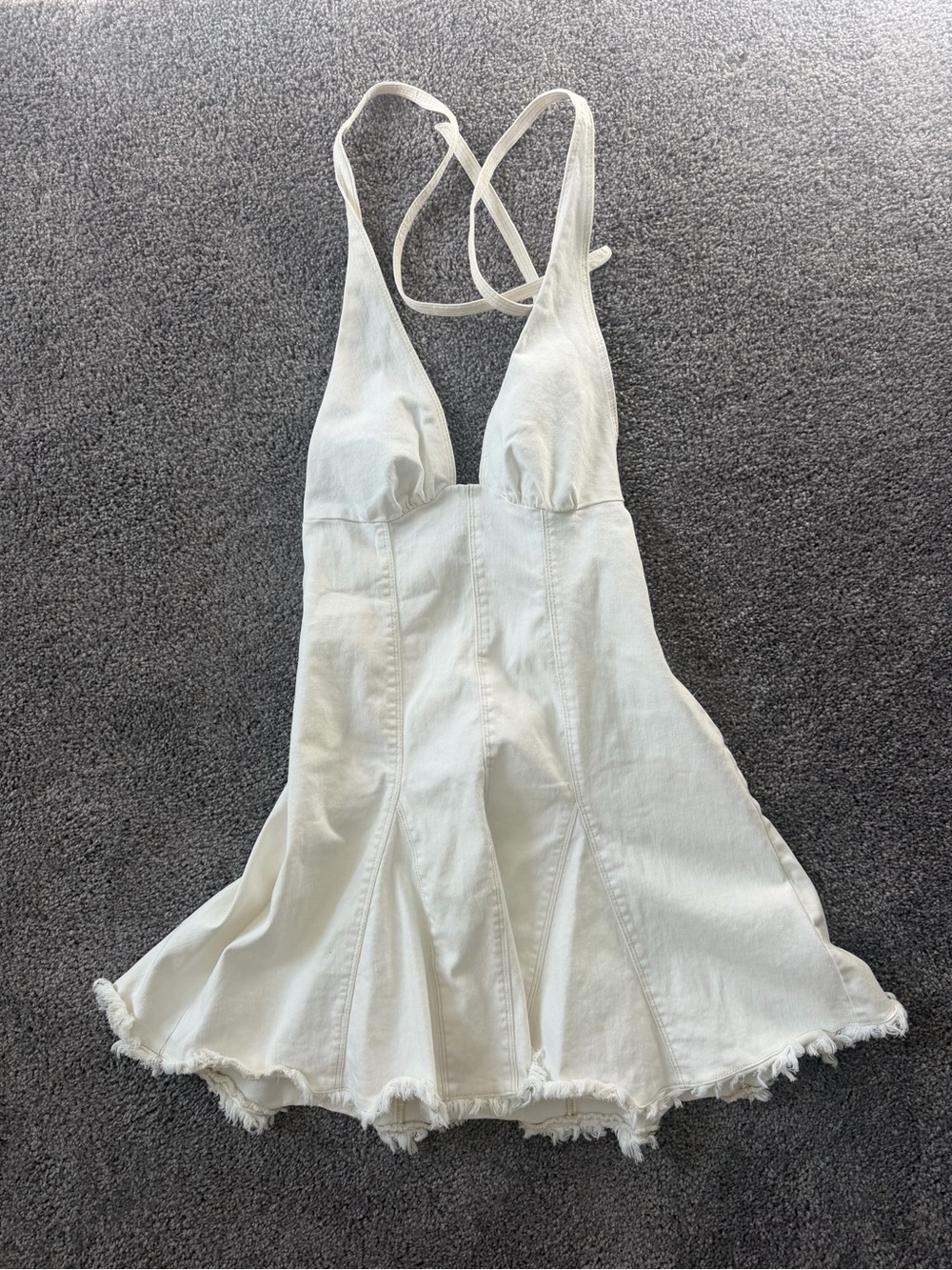 Urban Outfitters White Denim Halter Dress